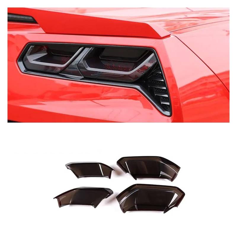 Auto Innenraum Für Chevrolet Für Corvette C7 2014-2019 ABS Schwarz Auto Hinten Schwanz Licht Hinten Nebel Lampen Blackout Abdeckung Trim Aufkleber Interieur Zubehör(Style A) von Hguvsjd