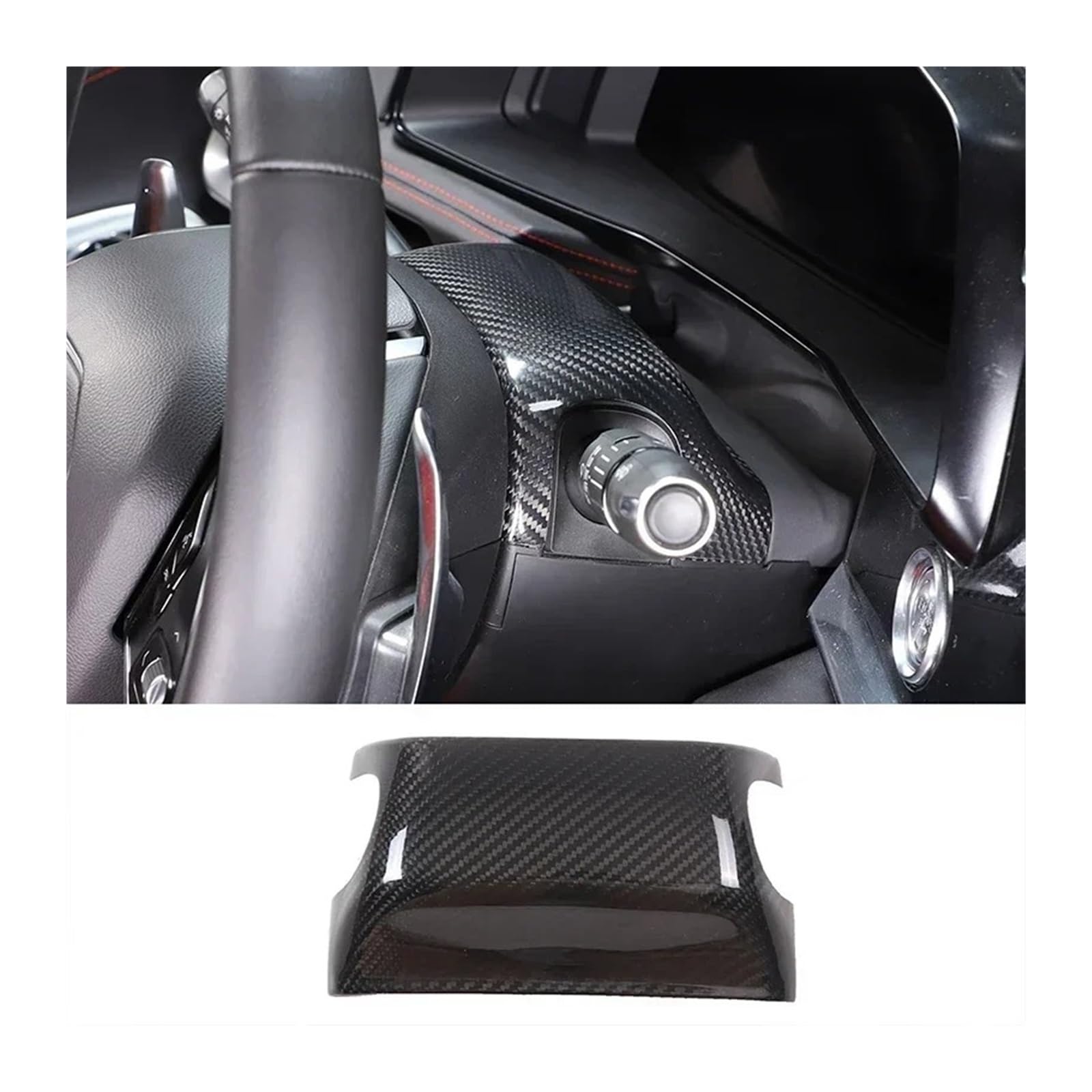 Auto Innenraum Für Chevrolet Für Corvette C8 Z06 2020 2021 2022 2023 2024 Auto Lenkradsäule Wischerbasis Obere Abdeckungsverkleidung Interieur Zubehör(Style A Carbon Fiber) von Hguvsjd