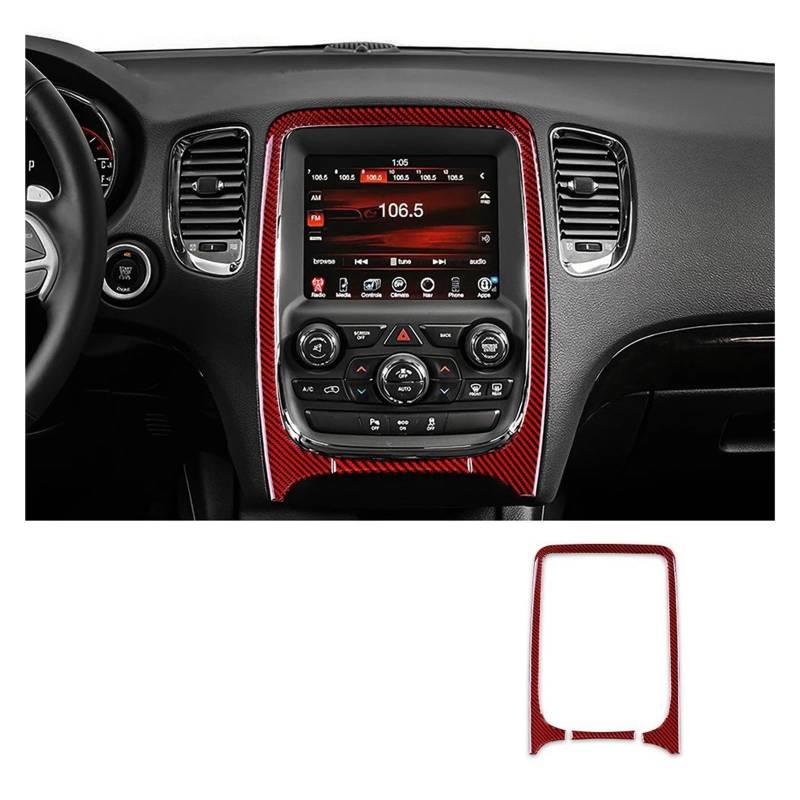 Auto Innenraum Für Dodge Für Durango 2014 2015 2016 2017 2018 2019 2020 Carbon Fiber Zentrale Bedienfeld Navigation Auto Abdeckung Innen Trim Interieur Zubehör(Black with Red) von Hguvsjd