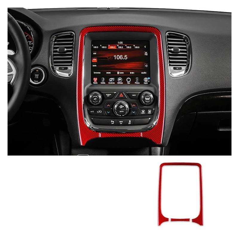 Auto Innenraum Für Dodge Für Durango 2014 2015 2016 2017 2018 2019 2020 Carbon Fiber Zentrale Bedienfeld Navigation Auto Abdeckung Innen Trim Interieur Zubehör(Red) von Hguvsjd