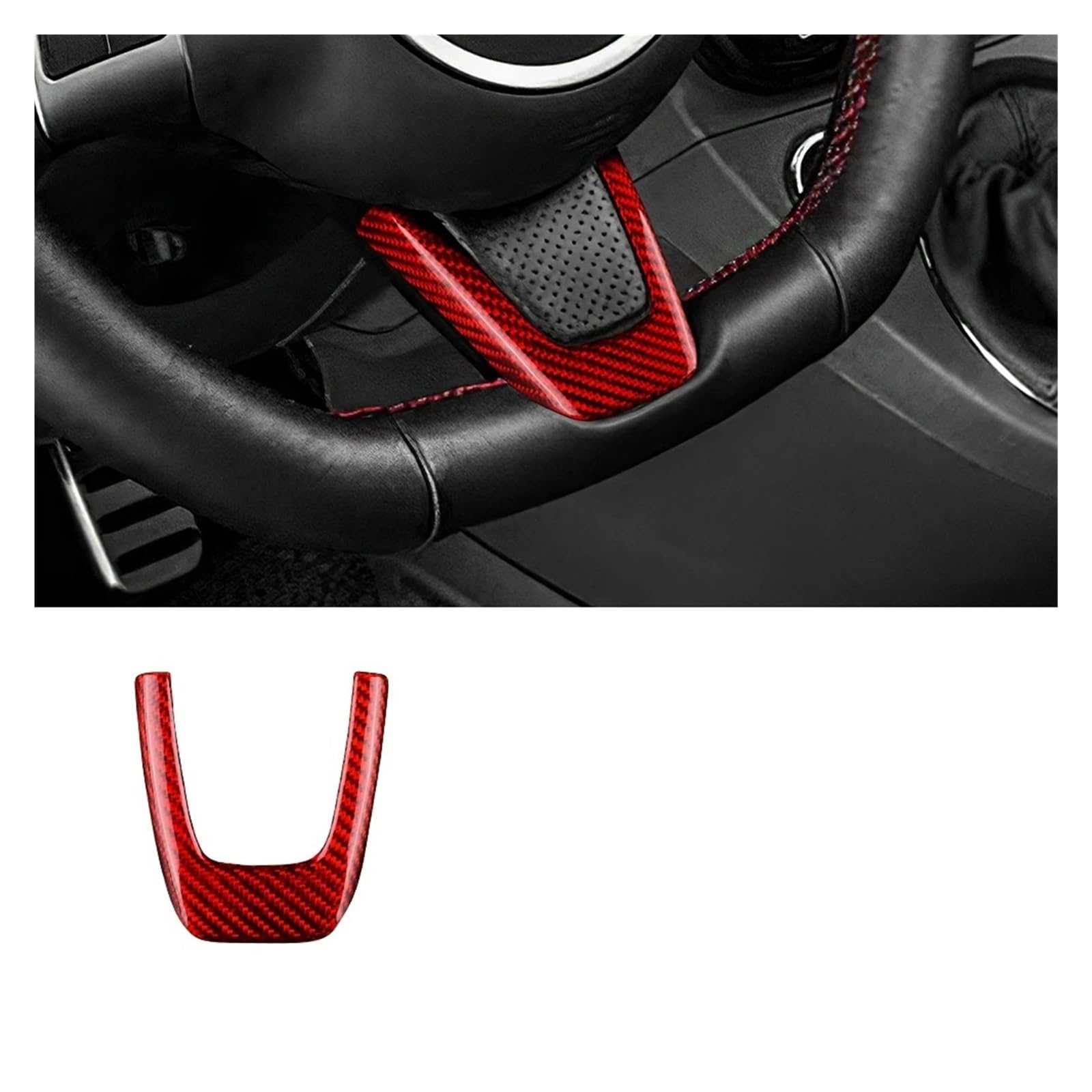 Auto Innenraum Für FIAT 500 Für Abarth 595 2012 2013 2014 2015 Hartkohlefaseraufkleber Auto-Innenverkleidung Dekorationszubehör Interieur Zubehör(Bottom Outer Red) von Hguvsjd