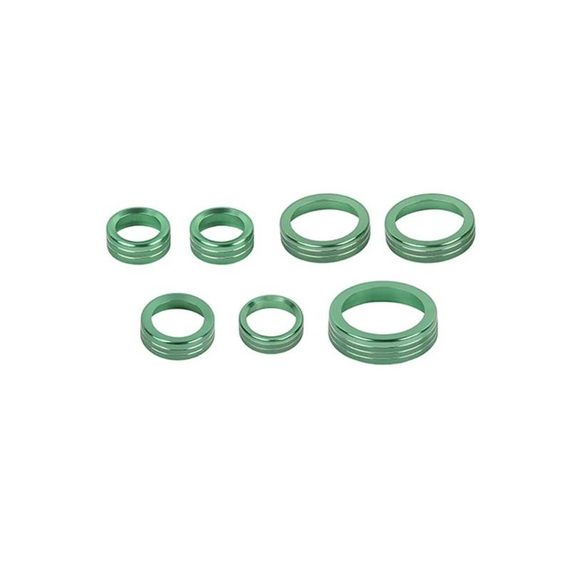 Auto Innenraum Für Ford Für Bronco Sport 2021 2022 2023 2024 Auto Klimaanlage Audio 4WD Scheinwerfer Getriebe Schalter Knopf Dekoration Ring Interieur Zubehör(Green) von Hguvsjd