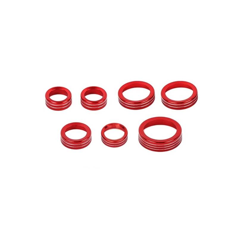 Auto Innenraum Für Ford Für Bronco Sport 2021 2022 2023 2024 Auto Klimaanlage Audio 4WD Scheinwerfer Getriebe Schalter Knopf Dekoration Ring Interieur Zubehör(Red) von Hguvsjd