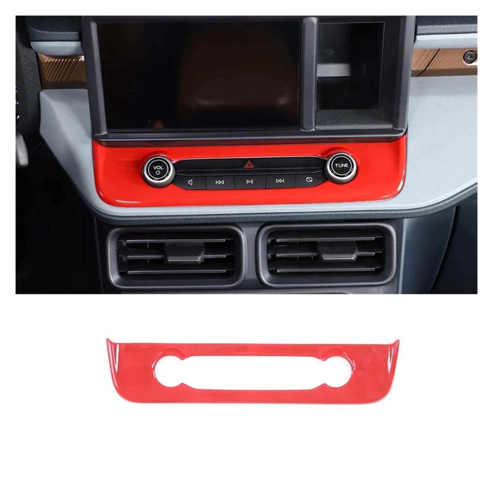 Auto Innenraum Für Ford Für Maverick 2022 Auto Styling Center Console Multimedia-Taste Rahmen Dekorative Rahmen Aufkleber Trim Innen Zubehör Interieur Zubehör(Red) von Hguvsjd