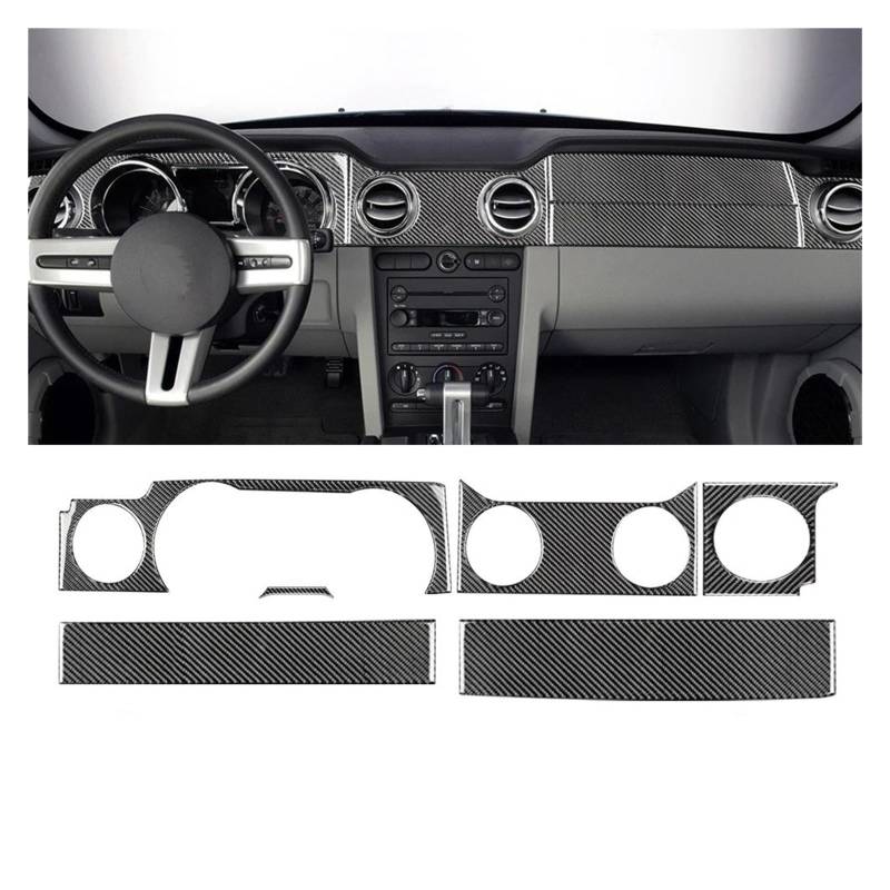 Auto Innenraum Für Ford Für Mustang 2005 2006 2007 2008 2009 Weicher Carbonfaser-Aufkleber Innenverkleidung Auto-Schalthebelabdeckung Interieur Zubehör(Dashboard Panel) von Hguvsjd