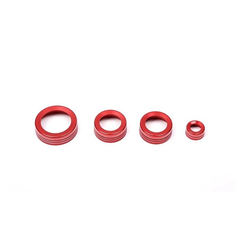 Auto Innenraum Für Für Mini F55 F56 F54 F60 Klimaanlage Knopf Audio Lautstärkeregler Knopf Kreis Dekoration Zierring Abdeckung 4 Stück Interieur Zubehör(Red) von Hguvsjd