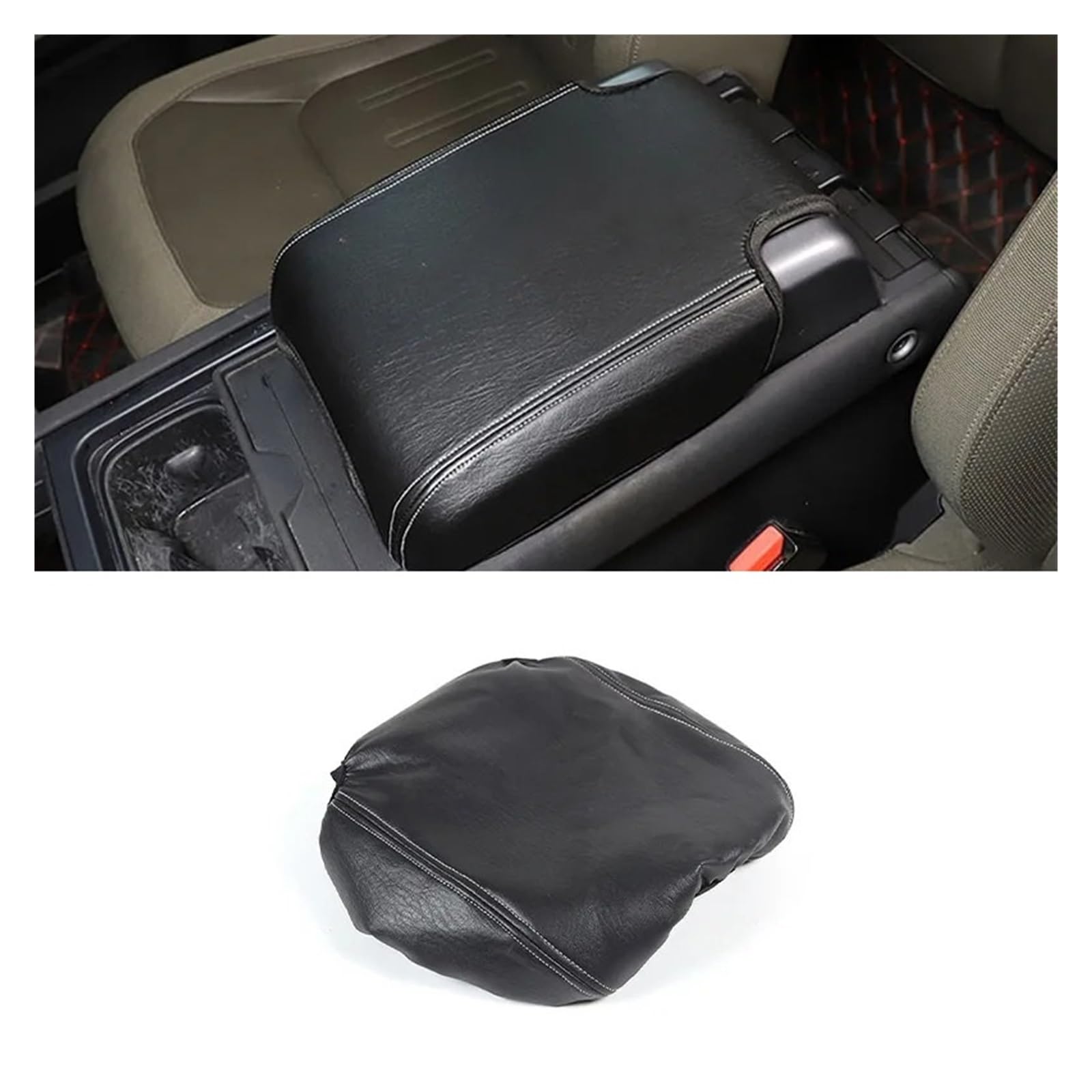 Auto Innenraum Für Land Für Rover Für Defender 110 2020 2021 2022 2023 2024 Schwarze Baumwolle Autositz Armlehne Mittelkonsole Box Abdeckung Interieur Zubehör(Style B Black) von Hguvsjd