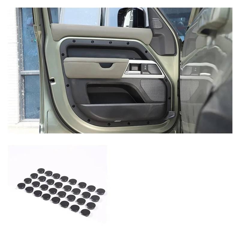 Auto Innenraum Für Land Für Rover Für Defender 110 2020-2024 Aluminiumlegierung Autotürschrauben Schutz Dekorative Abdeckungen Zierleisten Interieur Zubehör(Black 28pieces) von Hguvsjd