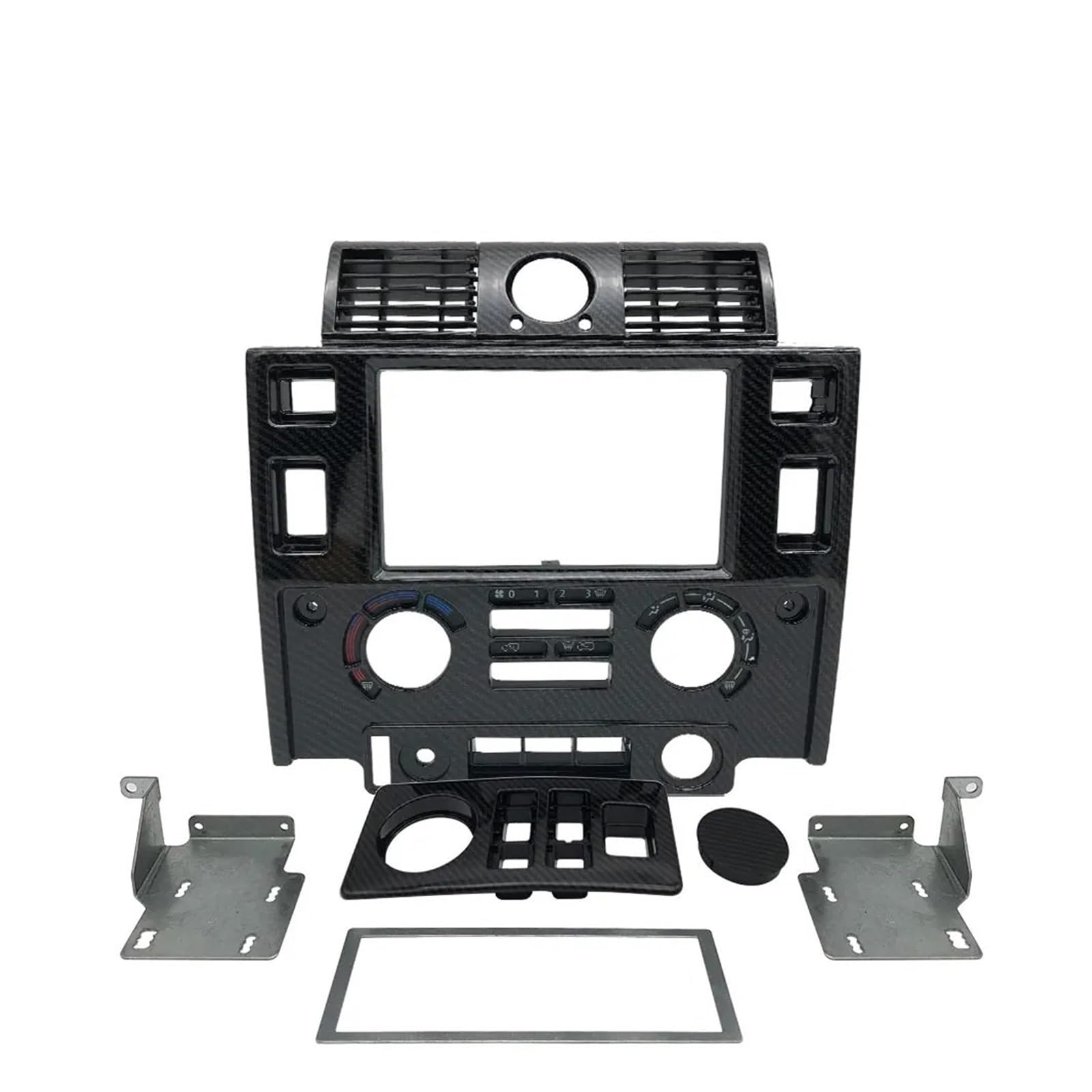 Auto Innenraum Für Land Für Rover Für Defender 2007-2016 Auto Styling Tuning Innen Teile Doppel Din Fascia Kit Interieur Zubehör(Carbon Look) von Hguvsjd