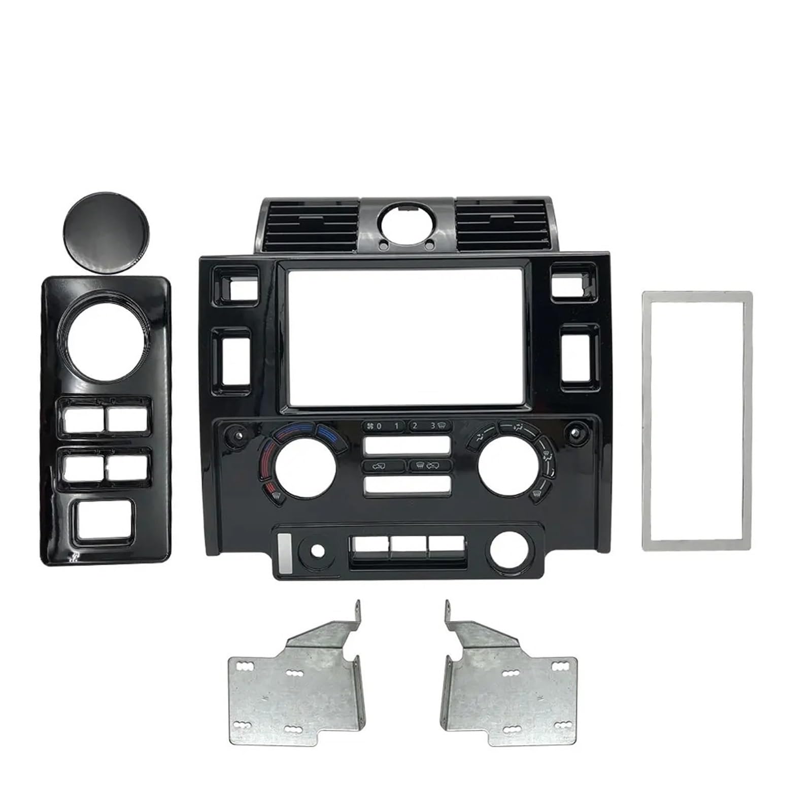 Auto Innenraum Für Land Für Rover Für Defender 2007-2016 Auto Styling Tuning Innen Teile Doppel Din Fascia Kit Interieur Zubehör(Glossy Black) von Hguvsjd