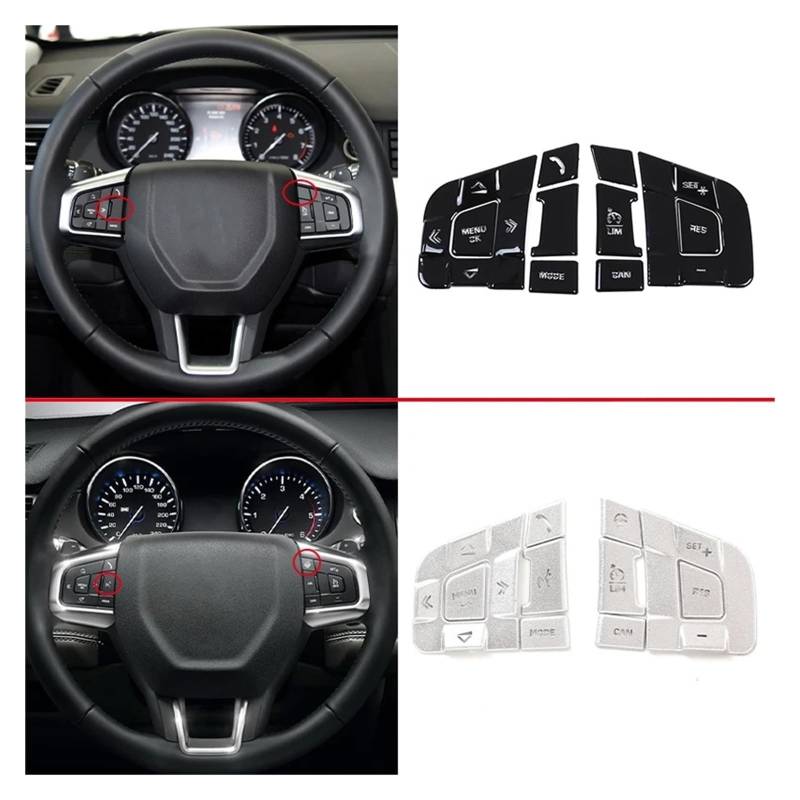 Auto Innenraum Für Land Für Rover Für Discovery Sport 2015-2019 Aluminiumlegierung Auto Lenkradknopf Dekoration Schutzaufkleber Interieur Zubehör(Style A Silver) von Hguvsjd