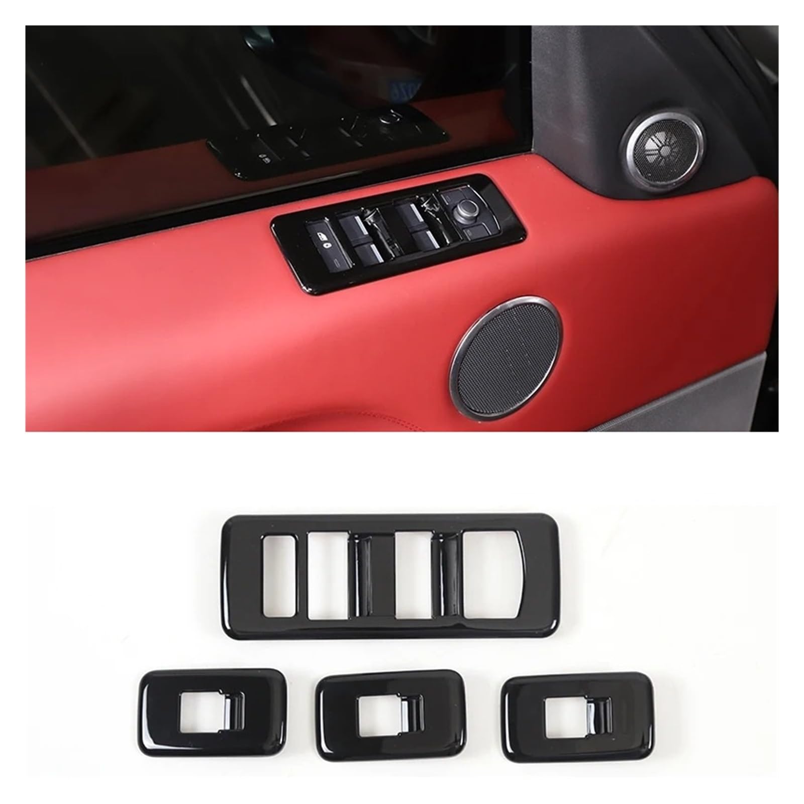 Auto Innenraum Für Land Für Rover Für Range Für Rover Sport 2014-2018 ABS Silber Autoglas Lift Knopfrahmen Dekorativer Aufkleber 4St Interieur Zubehör(Style A Black) von Hguvsjd