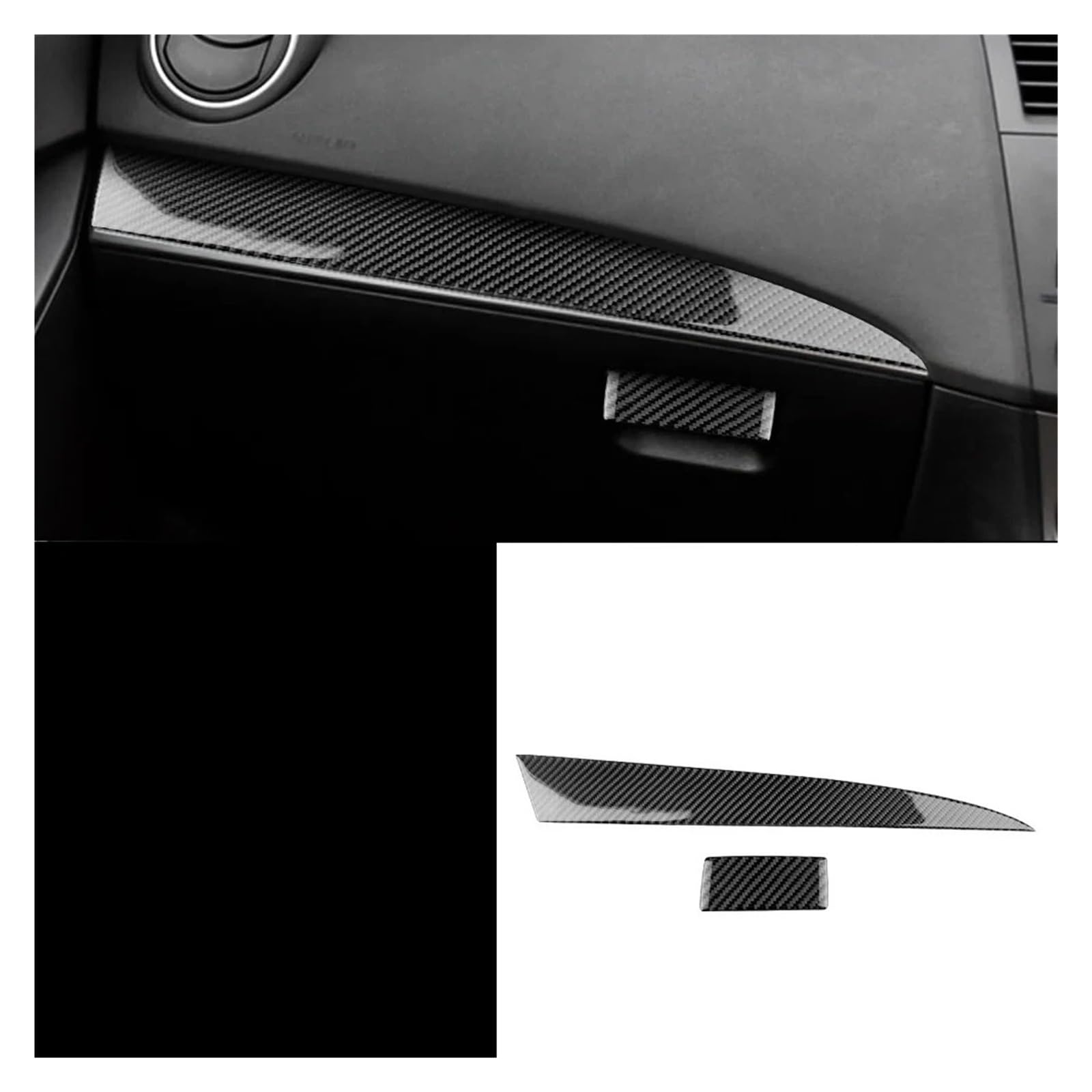 Auto Innenraum Für Mazda 3 2010 2011 2012 2013 Weiche Kohlefaser Co-Pilot Armaturenbretthalter Verkleidung Innenabdeckung Aufkleber Autozubehör Interieur Zubehör(RHD Black Carbon) von Hguvsjd