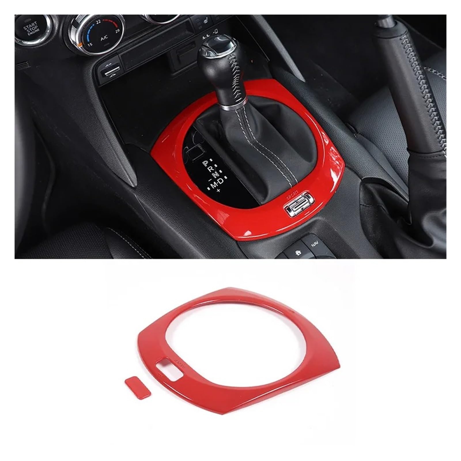 Auto Innenraum Für Mazda MX-5 MX5 2016 2017 2018 2019 2020 2021 2022 2023 ABS Auto Konsole Getriebe Dekorative Panel Interieur Zubehör(Style A Red) von Hguvsjd