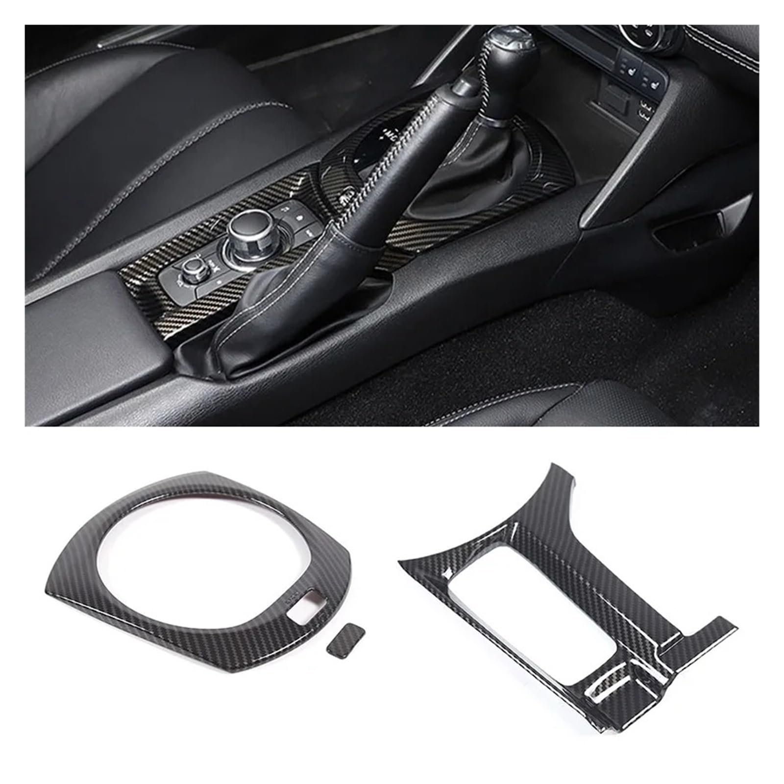 Auto Innenraum Für Mazda MX-5 MX5 2016 2017 2018 2019 2020 2021 2022 2023 ABS Auto Konsole Getriebe Dekorative Panel Interieur Zubehör(Style C Carbon Fiber) von Hguvsjd