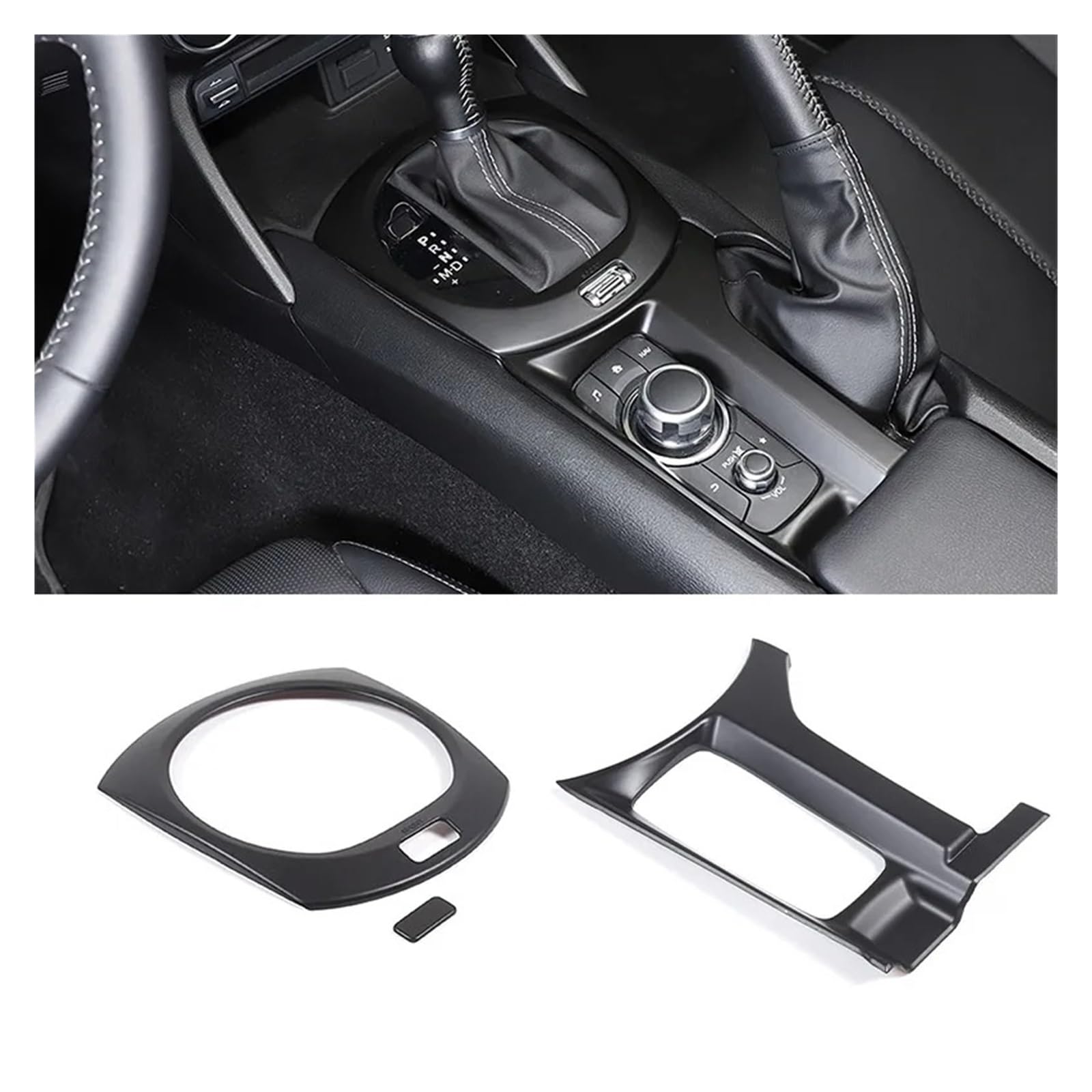 Auto Innenraum Für Mazda MX-5 MX5 2016 2017 2018 2019 2020 2021 2022 2023 ABS Auto Konsole Getriebe Dekorative Panel Interieur Zubehör(Style C Matte Black) von Hguvsjd