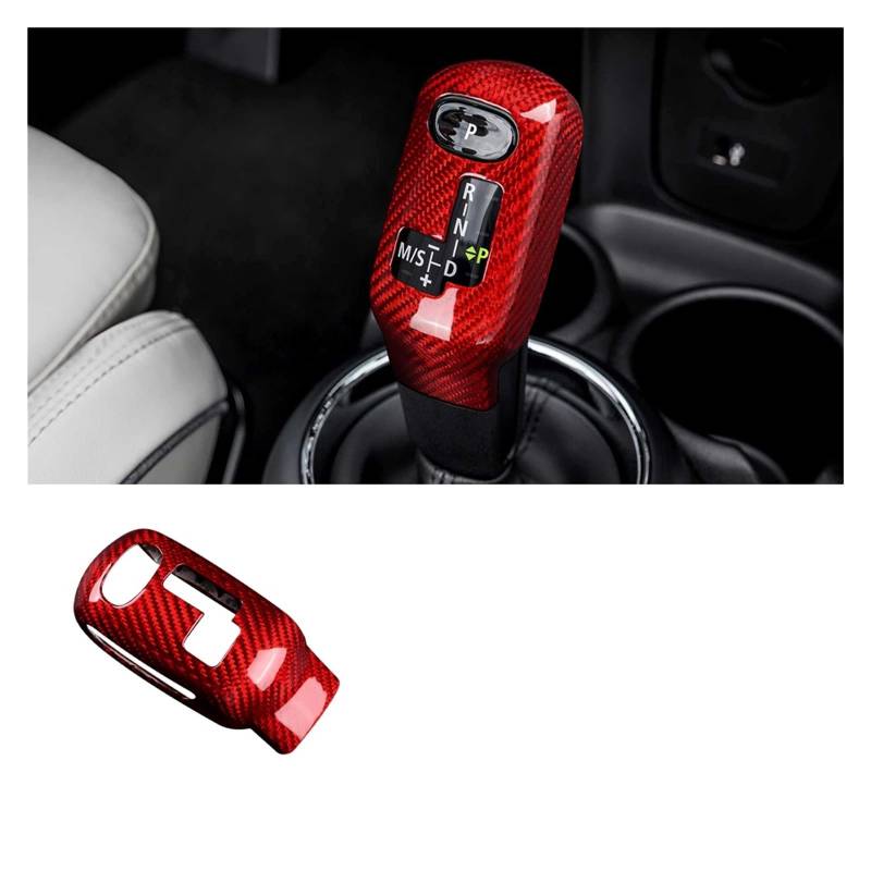 Auto Innenraum Für Mini Für Cooper F54 F55 F56 F57 F60 2020-2023 Auto Schaltknauf Abdeckung Carbon Faser Abdeckung Aufkleber Innen Trim Interieur Zubehör(Red LHD) von Hguvsjd