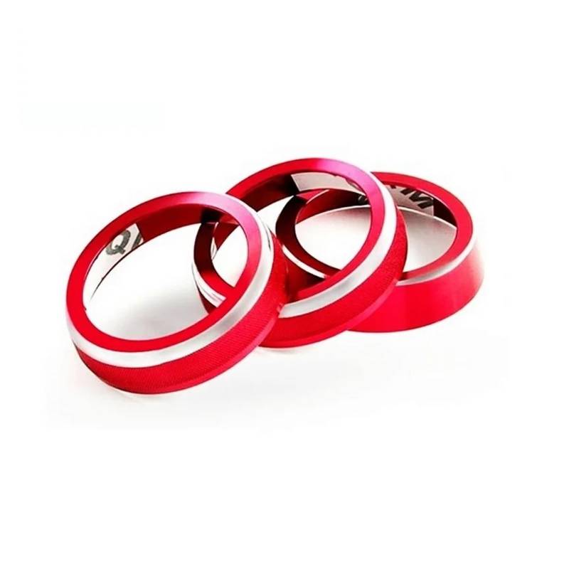 Auto Innenraum Für Suzuki Für Jimny JB64 JB74 2018 2019 2020 2021 Auto Klimaanlage Schalter Knopf Trim Abdeckung Ring 3PCS Interieur Zubehör(Red) von Hguvsjd