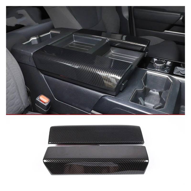 Auto Innenraum Für Toyota Für Tundra Für Sequoia 2022-2023 ABS Auto Center Console Armlehne Box Schutzhülle Aufkleber Trim Auto Innen Teile Interieur Zubehör(Carbon Fiber) von Hguvsjd