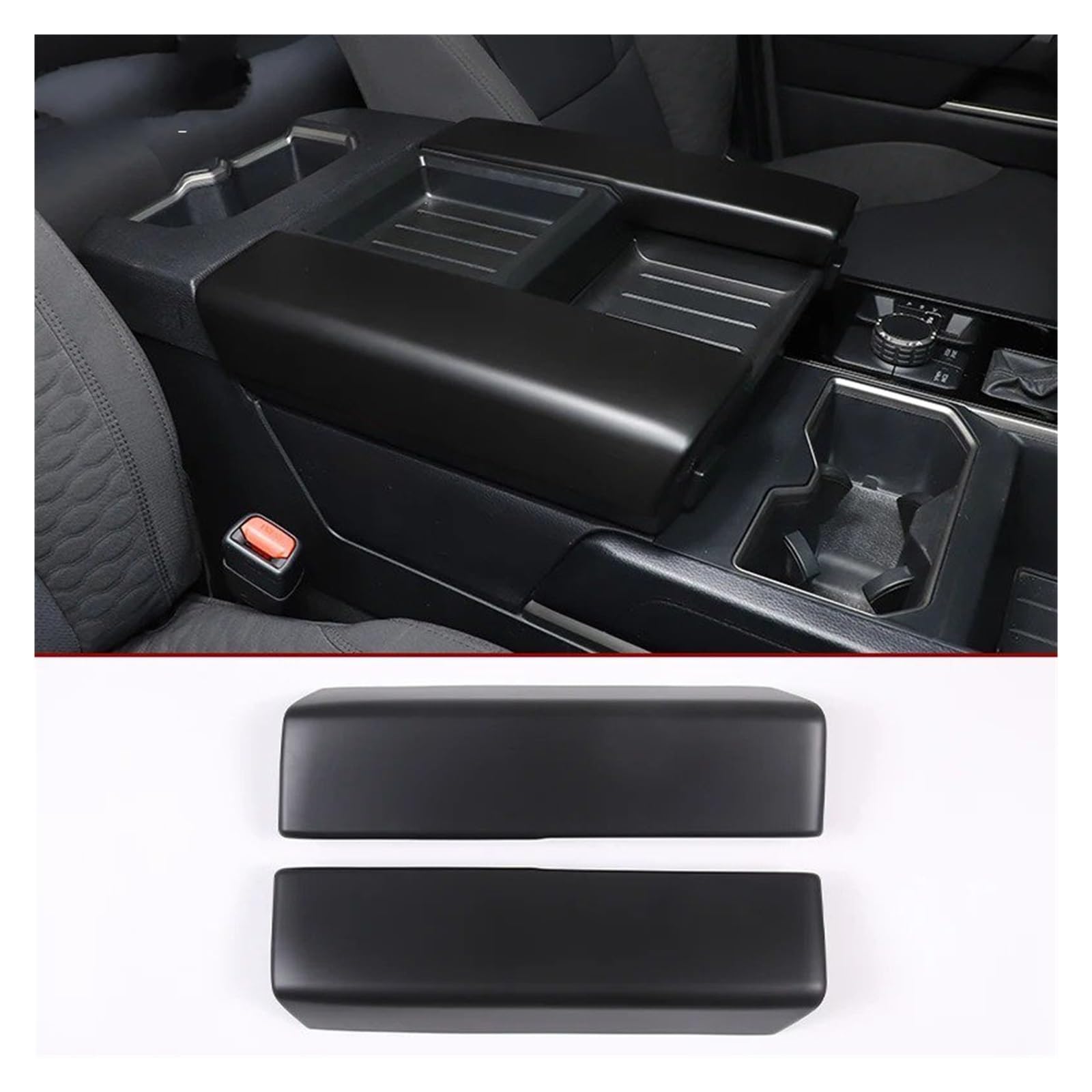 Auto Innenraum Für Toyota Für Tundra Für Sequoia 2022-2023 ABS Auto Center Console Armlehne Box Schutzhülle Aufkleber Trim Auto Innen Teile Interieur Zubehör(Matte Black) von Hguvsjd