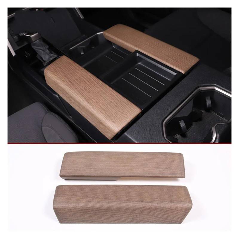 Auto Innenraum Für Toyota Für Tundra Für Sequoia 2022-2023 ABS Auto Center Console Armlehne Box Schutzhülle Aufkleber Trim Auto Innen Teile Interieur Zubehör(Pear Wood Grain) von Hguvsjd