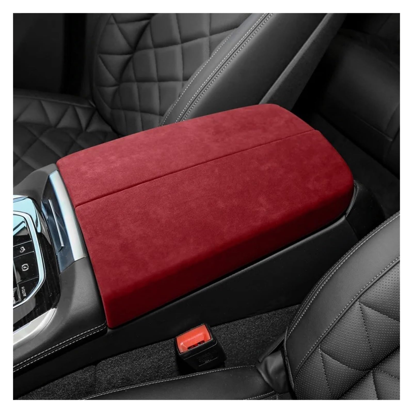 Auto Innenraum Für X5 X6 G05 G06 2019 2020 2021 2022 Wildleder Auto Mittelkonsole Armlehne Matte Abdeckung Innenverkleidung Zubehör 2 Stück Interieur Zubehör(Red) von Hguvsjd