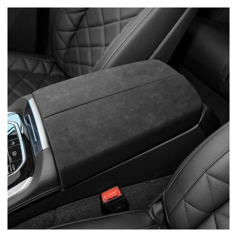 Auto Innenraum Für X5 X6 G05 G06 2019 2020 2021 2022 Wildleder Auto Mittelkonsole Armlehne Matte Abdeckung Innenverkleidung Zubehör 2 Stück Interieur Zubehör(Schwarz) von Hguvsjd