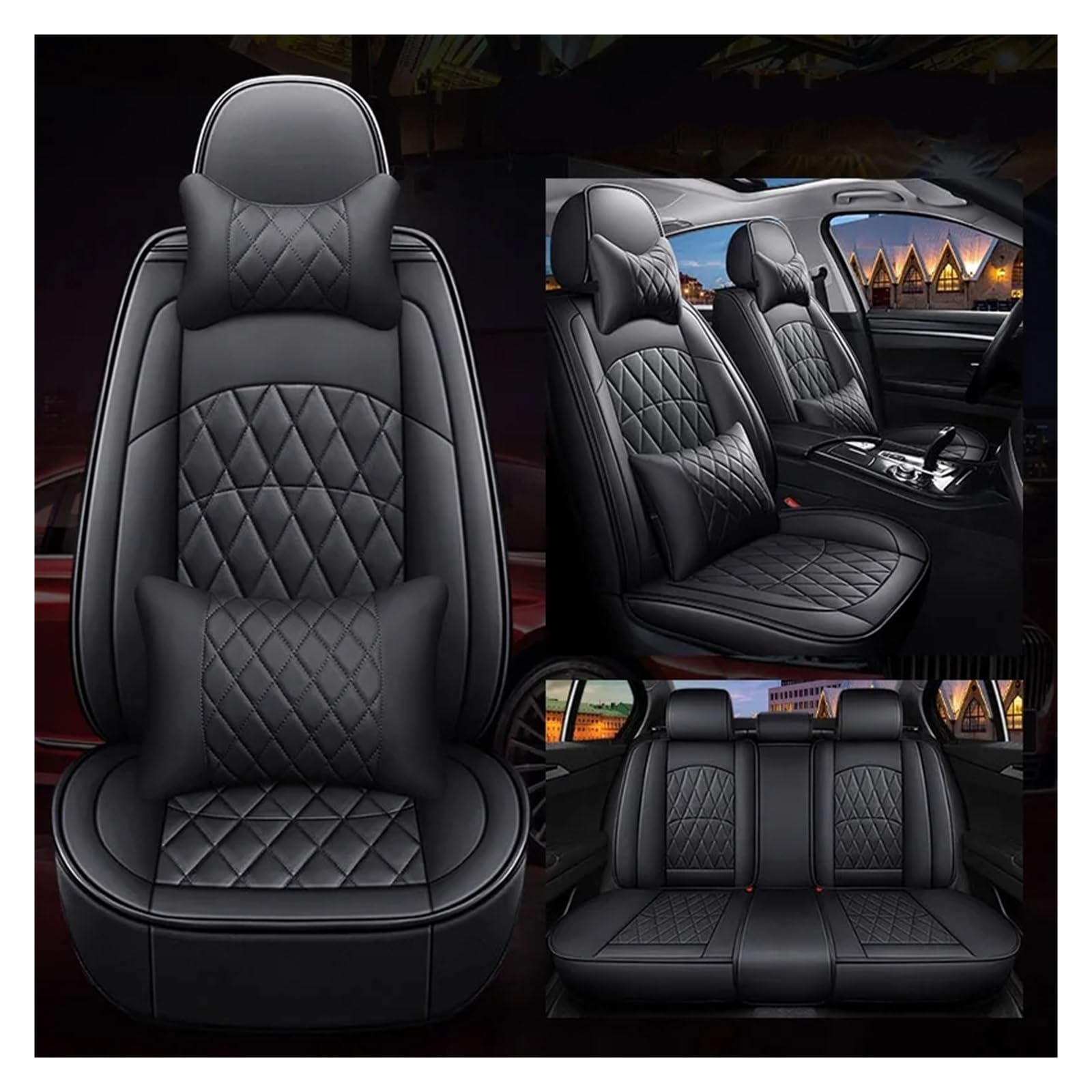 Hguvsjd Autositzbezüge Für Buick Für Enclave Für Cascada Für Encore Für Lacrosse Für Excelle/Universal Fit Auto Sitzbezug Autositzüberzug(Black 5 Seat a) von Hguvsjd