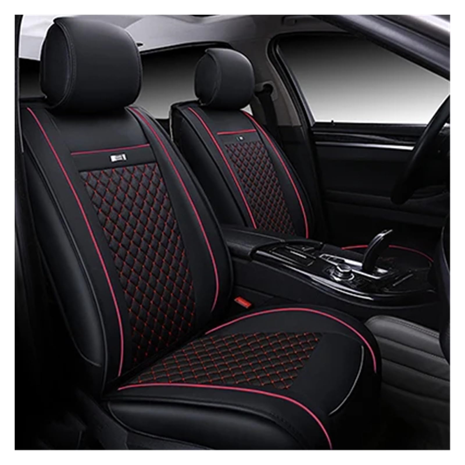 Hguvsjd Autositzbezüge Für Chery Für Tiggo 5 Für Tiggo 7 Für Tiggo 8 Plus/PU Leder 5 Sitz Auto Sitzbezug Autositzüberzug(Black red) von Hguvsjd