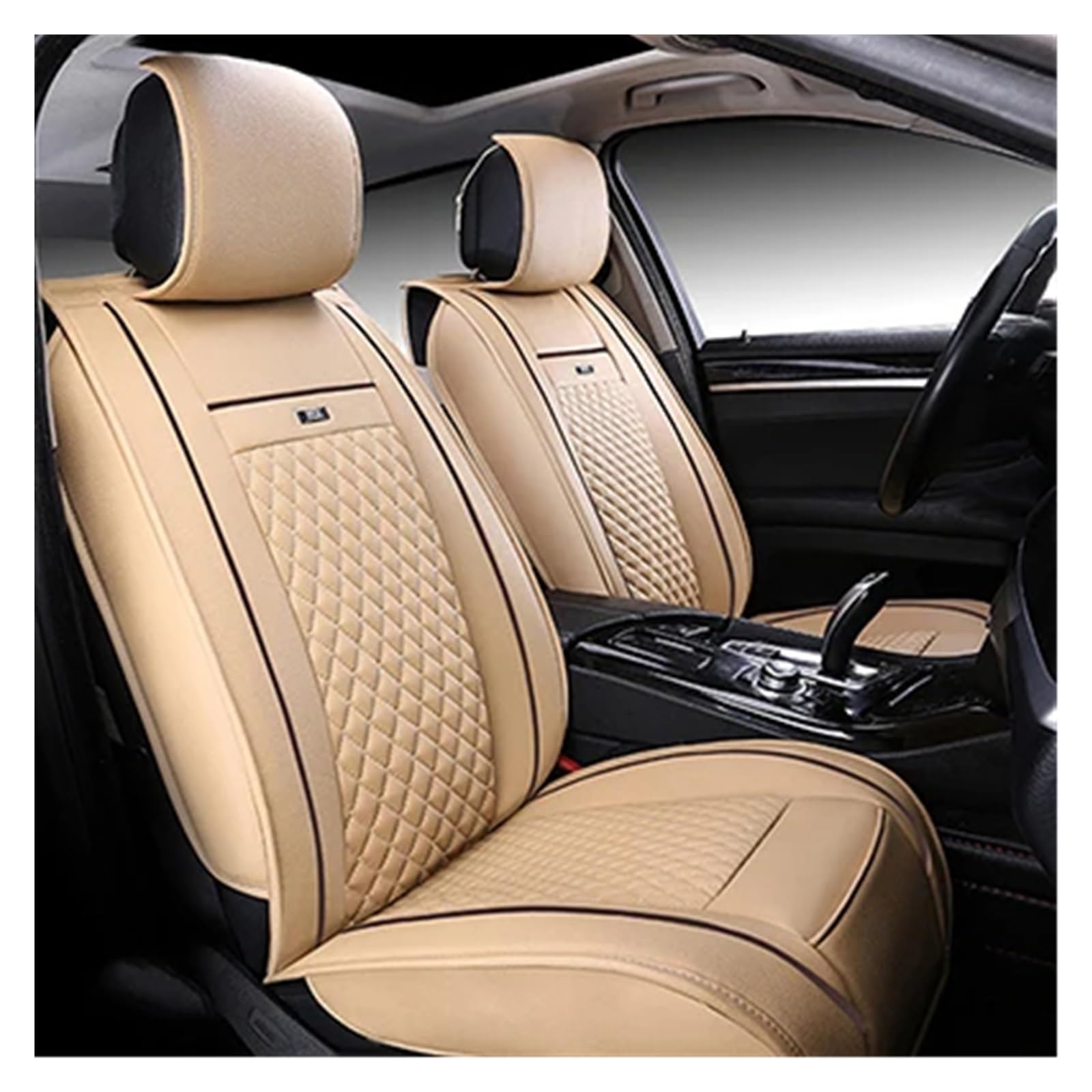 Hguvsjd Autositzbezüge Für Geely Für Atlas Für Tugella Für Geometrie C Für Emgrand EC7 GX7 EX7/PU Leder 5 Sitz Auto Sitzbezug Autositzüberzug(Beige no Pillow) von Hguvsjd