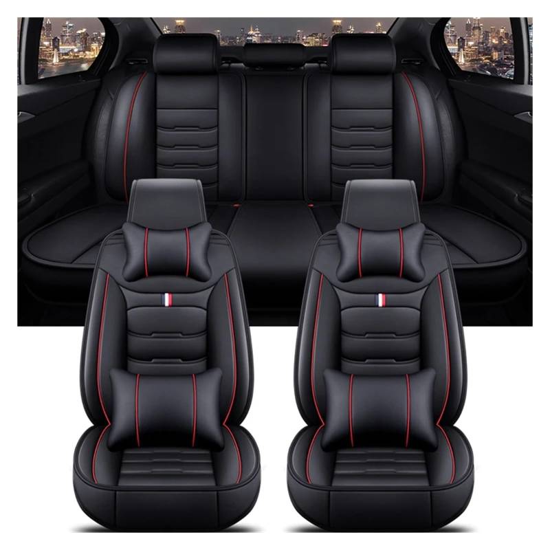 Hguvsjd Autositzbezüge Für Nissan Für Qashqai Für Juke Für Leaf Für Armada Für Altima/Universal Auto Sitzbezug Autositzüberzug(Black Red 5 Seat b) von Hguvsjd