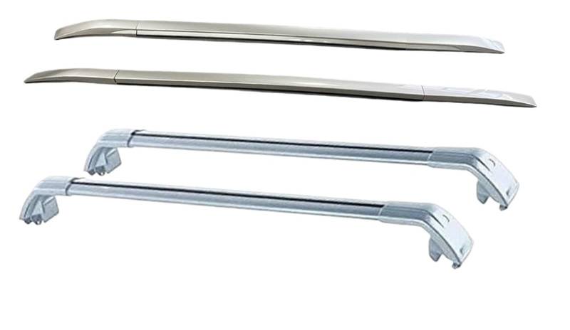 Relingträger 2PCS Für Mitsubishi Für Outlander 2022-2024 Dachreling Rack + 2PCS Kreuz Bars Set Gepäckträger Fracht Bars (Schwarz Silber) Dachträger(All Silver) von Hguvsjd