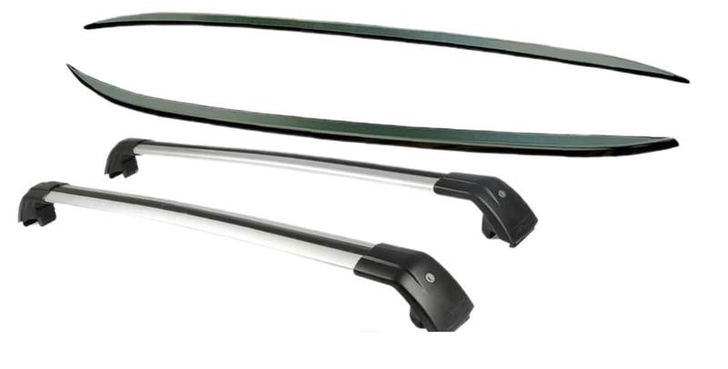 Relingträger 2PCS Für Mitsubishi Für Outlander 2022-2024 Dachreling Rack + 2PCS Kreuz Bars Set Gepäckträger Fracht Bars (Schwarz Silber) Dachträger(Silver Black) von Hguvsjd