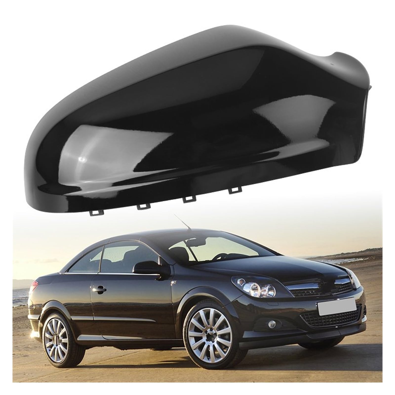 Tür Spiegelkappen Für Vauxhall Für Opel Für Astra H MK5 2004-2009 Für Saturn/für Holden Für Astra Links Rechts Tür Flügel Rückspiegel Abdeckung Kappe Rückspiegelkappe(Right Glossy black) von Hguvsjd