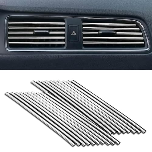 20 Pcs Dekorationsstreifen Auto Air Vent Outlet Stri PVC Chrom Styling Formteil Auto Air Vent Trim Strip Auto Lüftung Deko Lüftungsschlitze Auto Deko Auto Klimaanlage Innendekoration Zubehör (Silber) von HhBdy