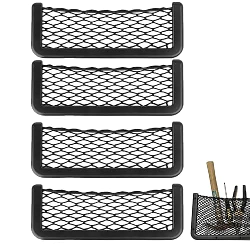 4-Teiliges Set Universal-Aufbewahrungsnetz Schwarz Netztasche Auto Universal-Auto-Aufbewahrungsnetz Mit Selbstklebendem Gepäcknetz Kofferraumnetz Gepäcknetz Autositz Aufbewahrungsnetz Auto-Organizer von HhBdy