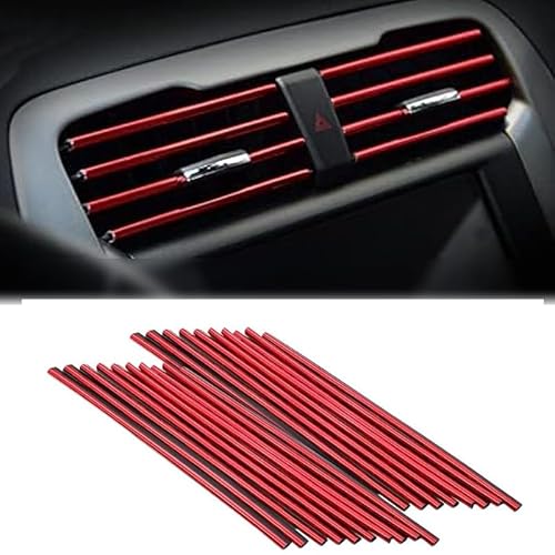 Dekorationsstreifen 20 Pcs Auto Air Vent Outlet Stri PVC Chrom Styling Formteil Auto Air Vent Trim Strip Auto Lüftung Deko Lüftungsschlitze Auto Deko Auto Klimaanlage Innendekoration Zubehör (Rot) von HhBdy