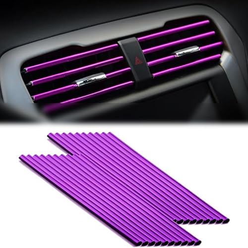 Dekorationsstreifen 20 Pcs Auto Air Vent Outlet Stri PVC Chrom Styling Formteil Auto Air Vent Trim Strip Auto Lüftung Deko Lüftungsschlitze Auto Deko Auto Klimaanlage Innendekoration Zubehör (Lila) von HhBdy