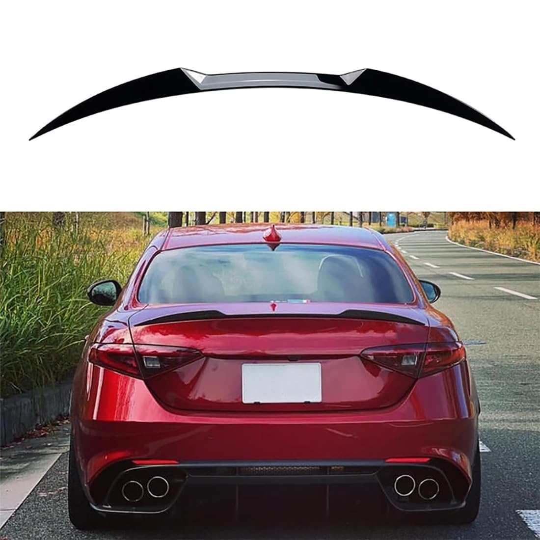 Auto Heckspoiler Spoiler für Alfa Romeo Giulia 2015-2024,Kratzfeste Kofferraum Heckspoiler Flügel Lippe Dachspoiler Heckflügel Zubehör,A-Glossy Black von HhyY6LL