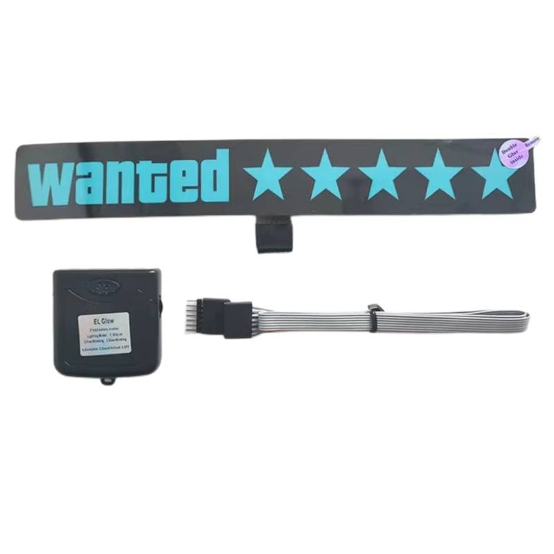 HiCOZZIE Elektrische Windschutzscheibe 5 Wanted Car LED Sign Light Up Window Sticker für JDM Glow Panel Accessories - Blaues Licht, 500377387 von HiCOZZIE