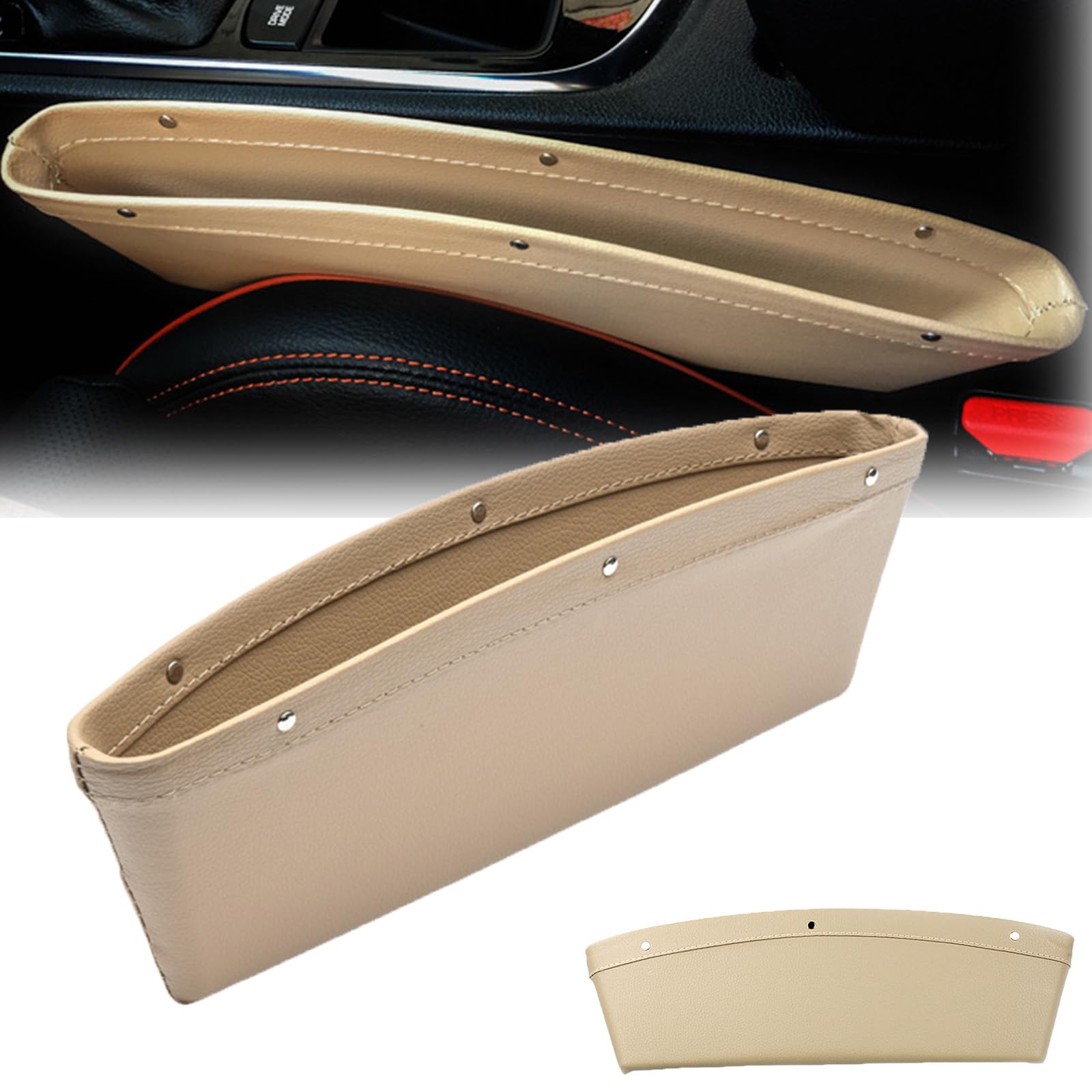 Auto Seat Gap Filler Auto Lückenfüller Organizer Aufbewahrungsbox für Autositze Universal Auto Sitz Lücke Veranstalter Handys Brieftaschen Karten Schlüssel (Beige) von HiGropcore