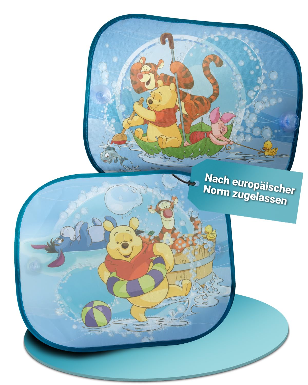 OKCars - Sonnenschutz Auto Baby mit UV Schutz 2er Set - Sonnenschutz Auto für Kinder mit Saugnäpfen - Sonnenschutz Auto für Seitenscheiben - Auto Fenster Verdunkelung Winnie Pooh - 44 x 36 cm von HiTS4KiDS