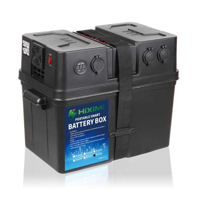 HiXiMi 12V Batterie Box Outdoor Batteriebox Portable Multifunktions Tray Cases für Marine Boot RV Camping Reise Blei Säure AGM Lithium LiFePO4 Batterie Kunststoff Boxen (Batterie Nicht enthalten) von HiXiMi