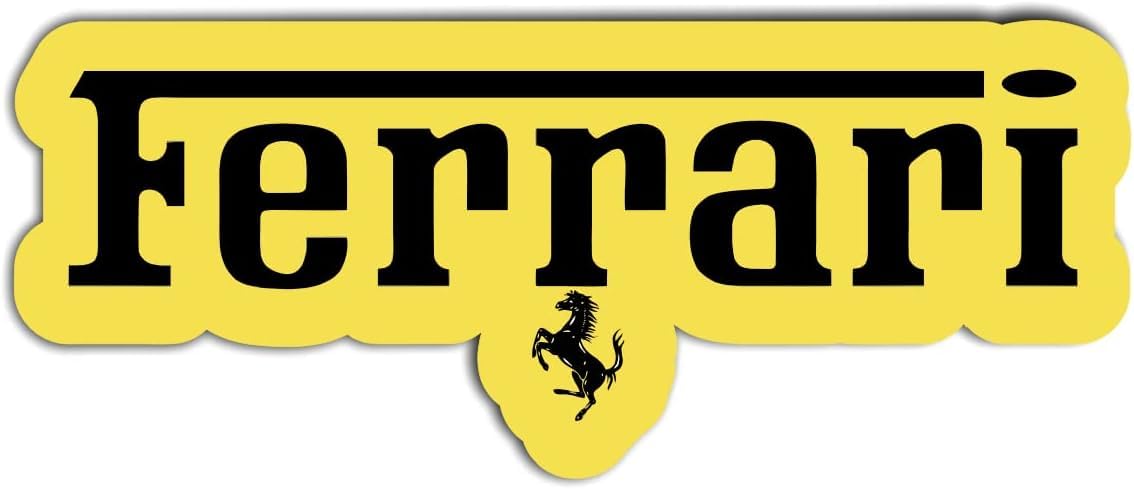 Hicsticayt Ferrari Gelb Sticker, Aufkleber, Doppelpack, mehrere Größen Einschließlich Zwei Teile (10cm) von Hicsticayt