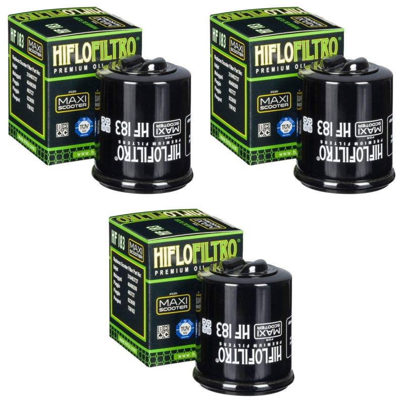 Hiflo 3x Ölfilter TPH 125 4T Typhoon 2011-2014 HF183 von HifloFiltro