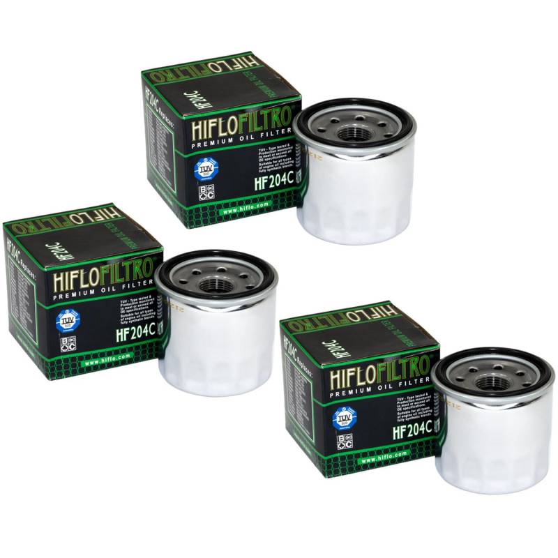 Ölfilter Set 3 Stück Hiflo HF204C Chrom für Arctic Cat Kawasa ki von HifloFiltro