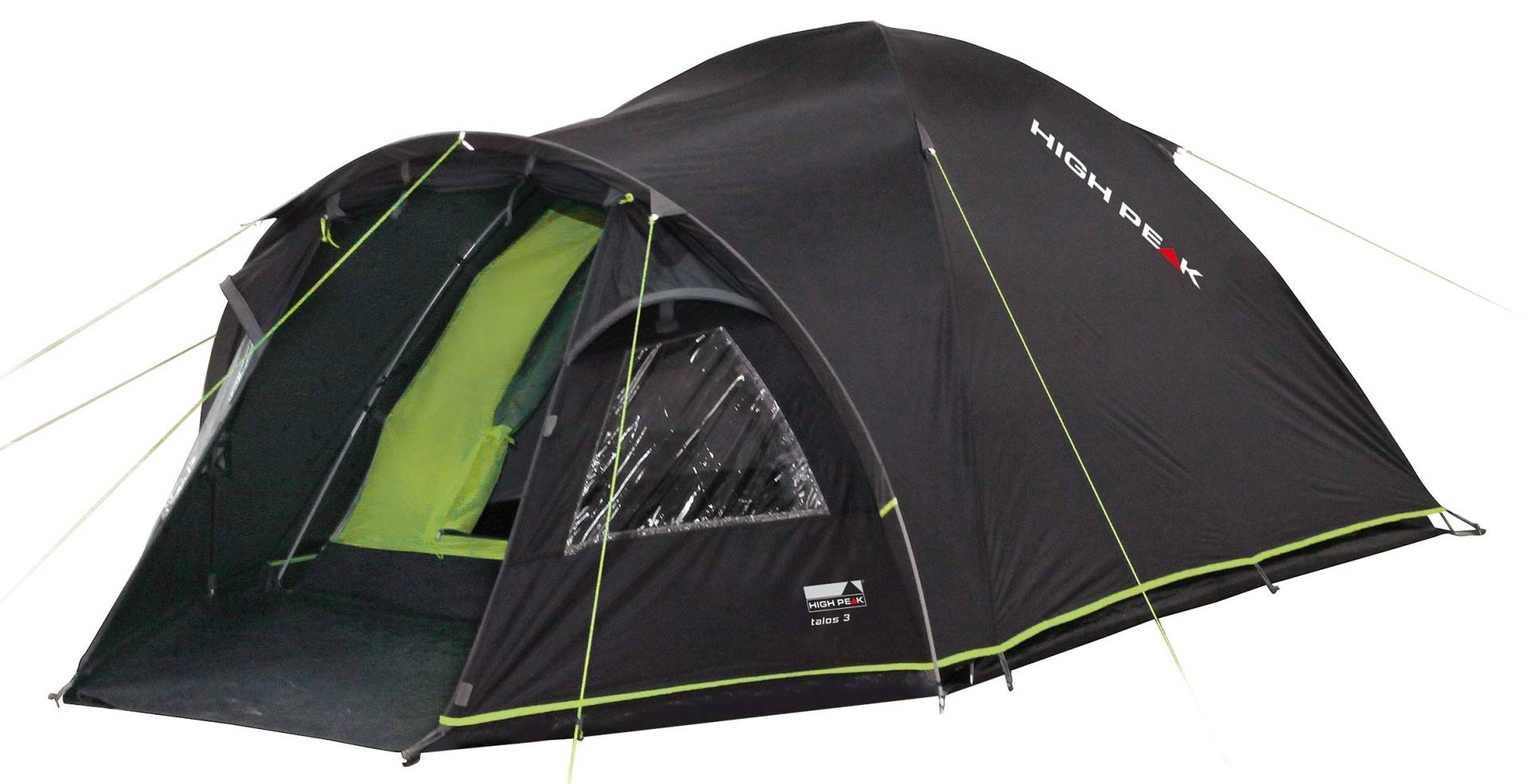 High Peak Kuppelzelt Talos 3, Campingzelt mit Vorbau, Iglu-Zelt für 3 Personen, doppelwandig, 4.000 mm wasserdicht, Vorbau mit Zeltboden, Ventilationssystem, Moskitoschutz, Klarsichtfolien-Fenster von High Peak