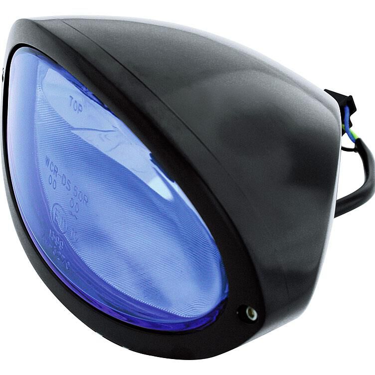 Highsider H4 Hauptscheinwerfer Iowa oval unten schwarz, blaues Glas von Highsider