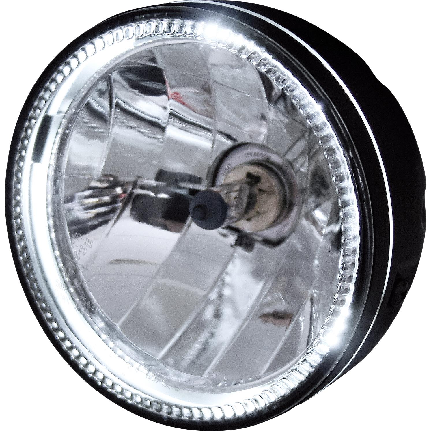 Highsider H4 Hauptscheinwerfer Ø145mm mit LED Skyline schwarz seitlich von Highsider