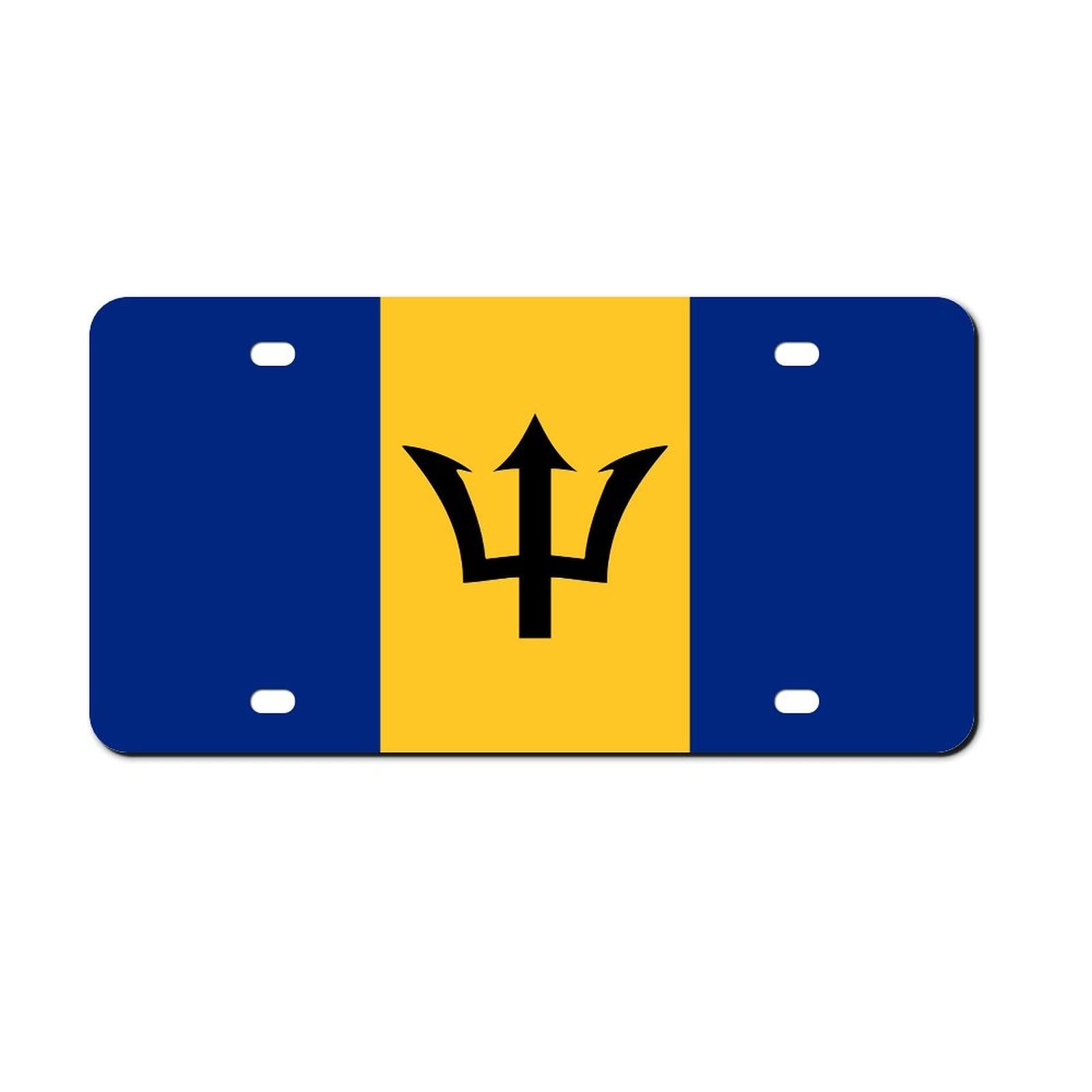 Higoss Nummernschild-Rahmen mit Barbados-Flagge, Nummernschild-Rahmen, Aluminium-Metall, Nummernschild-Autoanhänger, dekorativer Nummernschild-Abdeckrahmen 15,2 x 30,5 cm von Higoss